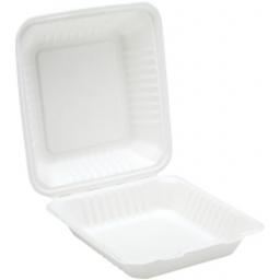 White 8" Paper Meal Box Containers - Compostable Bagasse Sugarcane