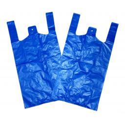 Large Blue Recycled Vest Plastic Carrier Bags 11"x17"x21" - 20 Micron BR3