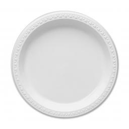 Round 9" White Plastic Plates - 23cm Heavy Duty Strong - AD18