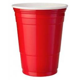 Red American Party Cups 12oz / 340ml - Disposable Plastic Ruby Red Apple Beer Pong Cold Drinks Cups