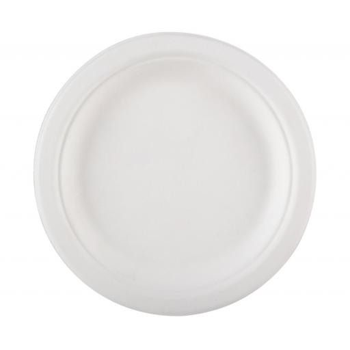 Round 9" Strong White Paper Plates  Compostable Bagasse - 23cm