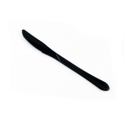 Black Plastic Knives Strong Heavy Duty Reusable Disposable Cutlery