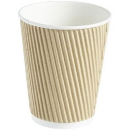 8oz Brown Paper Coffee Cups Kraft Ripple 3 Ply Insulated For Tea Espresso Hot Drinks