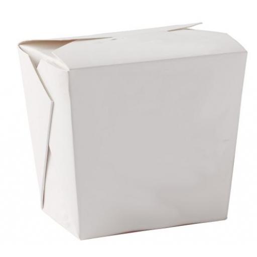 White 32oz Square Paper Oriental Noodle Pots Containers - Rice Curry Takeaway Food Pails Boxes