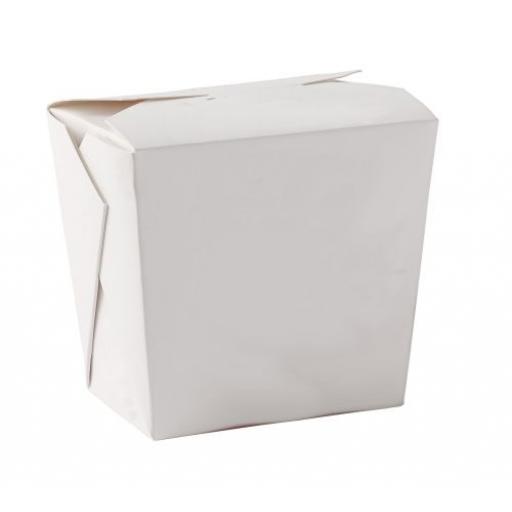 White 26oz Square Paper Oriental Noodle Pots Containers - Rice Curry Takeaway Food Pails Boxes