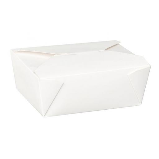 No8 White 46oz Square Paper Food Containers - Hot Rice Curry Takeaway Boxes