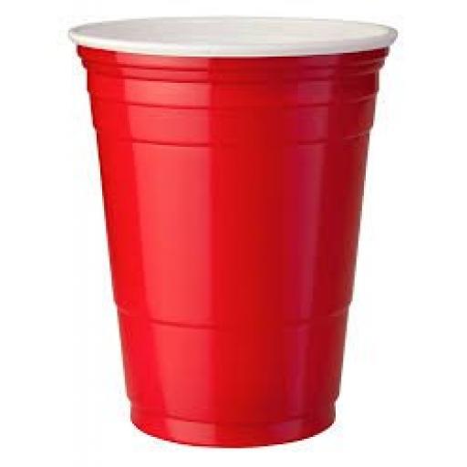 Red American Party Cups 16oz / 455ml - Disposable Plastic Ruby Red Apple Beer Pong Cold Drinks Cups