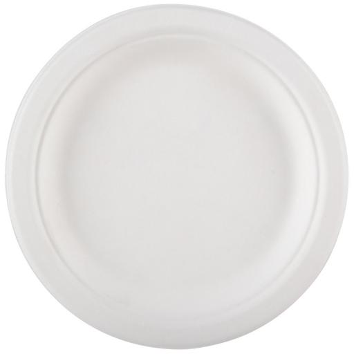 Round 10" Strong White Paper Plates Compostable Bagasse - 26cm