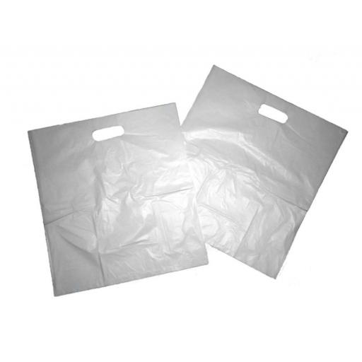 B2 White Patch Handle Plastic Carrier Bags 12"x12"x4" - B2