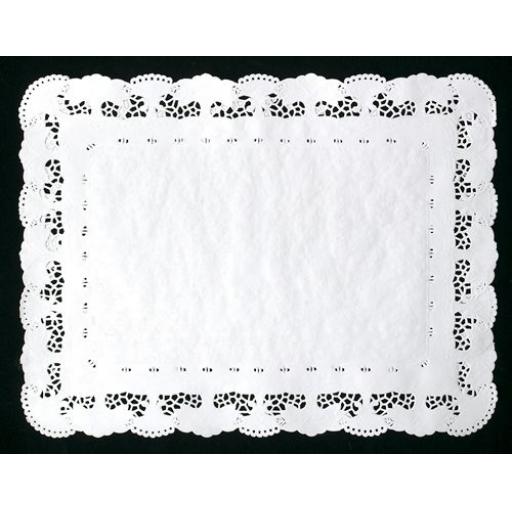 White No 2 Rectangular Doilies Doyle's Tray papers 25x36cm Lace Border