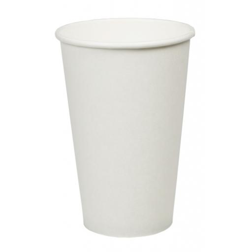 16oz White Paper Cups Single Wall Disposable Tea Coffee Cappuccino Espresso Hot Drinks