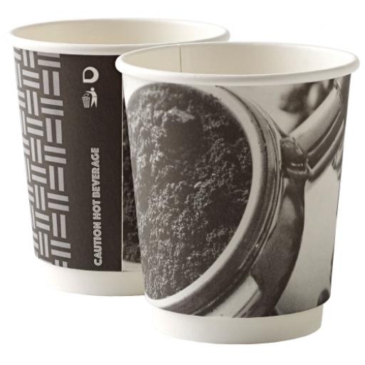 8oz Double Wall Barista Paper Coffee Cups 2 Ply Insulated For Tea Espresso Hot Drinks