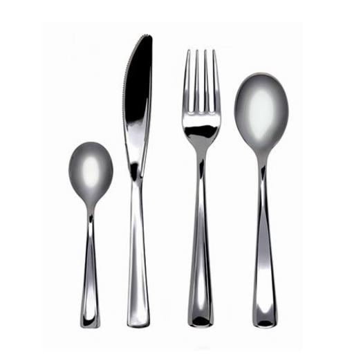 Plastic - Mozaik Silver Heavy Duty Reusable Cutlery