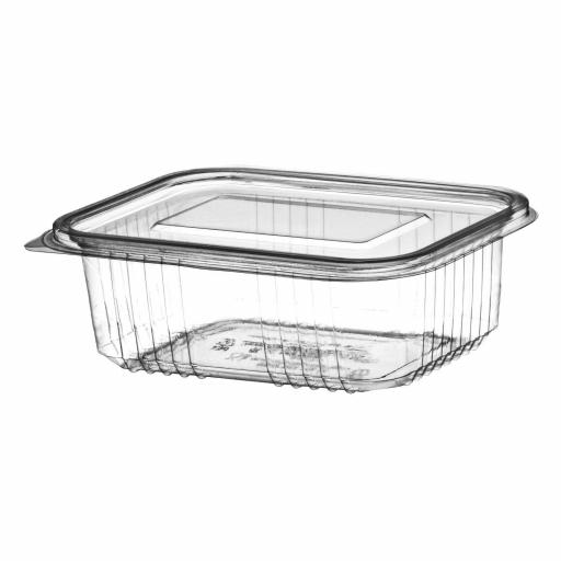 750cc Clear Plastic Salad Containers with Hinged Lids - Leakproof Rectangle Box