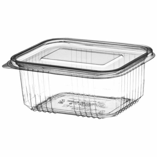 1000cc Clear Plastic Salad Containers with Hinged Lids - Leakproof Rectangle Box