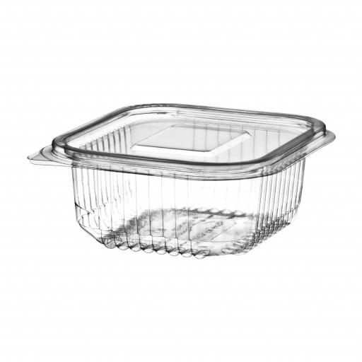 250cc Clear Plastic Salad Containers with Hinged Lids - Leakproof Rectangle Box