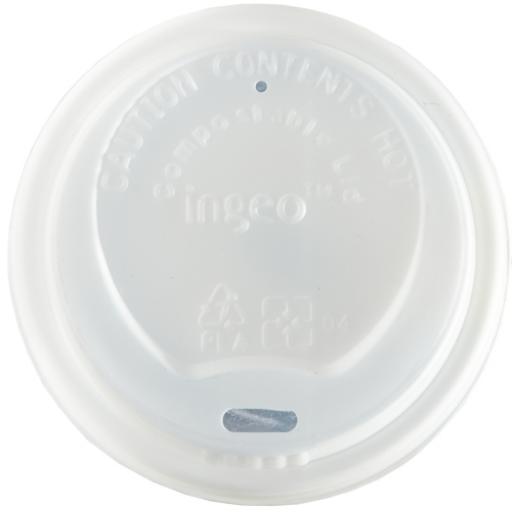 Compostable CPLA Lids 12oz-16oz White Sip-Though - Fit Compostable Bamboo Paper Coffee Cups Disposable