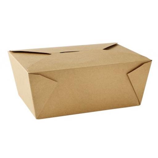 No4 Brown Kraft 98oz Square Paper Food Containers - Hot Rice Curry Takeaway Boxes