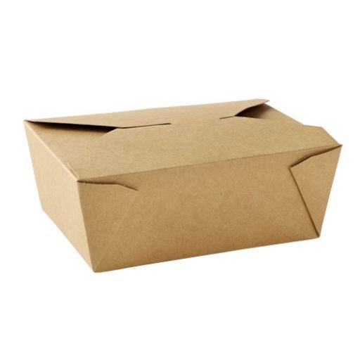 No8 Brown Kraft 46oz Square Paper Food Containers - Hot Rice Curry Takeaway Boxes