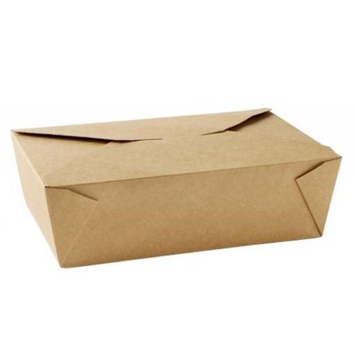 No3 Brown Kraft 69oz Square Paper Food Containers - Hot Rice Curry Takeaway Boxes