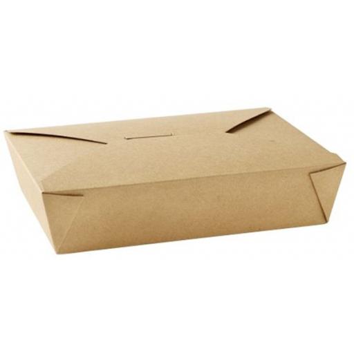 No2 Brown Kraft 51oz Square Paper Food Containers - Hot Rice Curry Takeaway Boxes