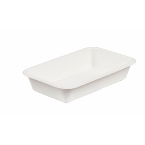 White Bagasse Paper C3 Chip Food Tray 8.5x5" - Compostable Sugarcane