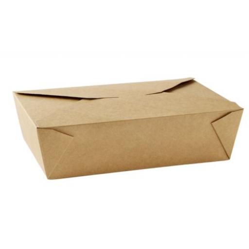 No6A Brown Kraft 25oz Square Paper Food Containers - Hot Rice Curry Takeaway Boxes