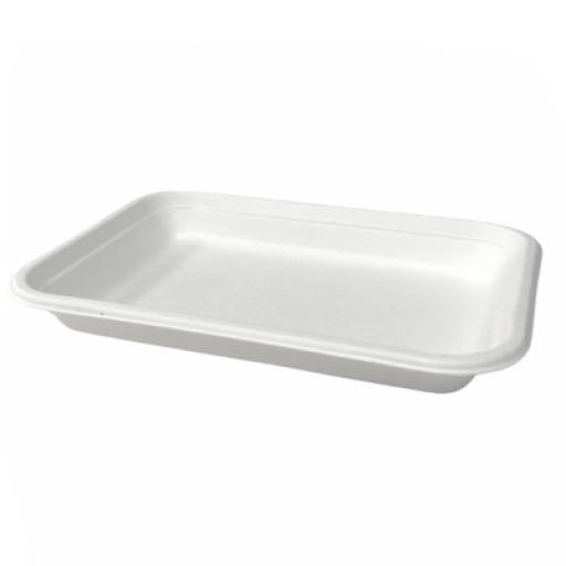 White Bagasse Paper C2 Chip Tray 6.5x5" - Compostable Sugarcane