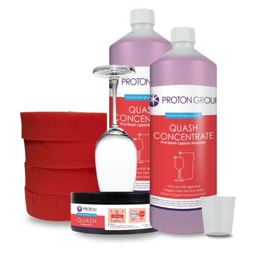 Proton Quash Starter Pack - Lipstick Grease Remover Kit - 2 x 1L Concentrate Quash, 1 x Sponge / Cup / Dish