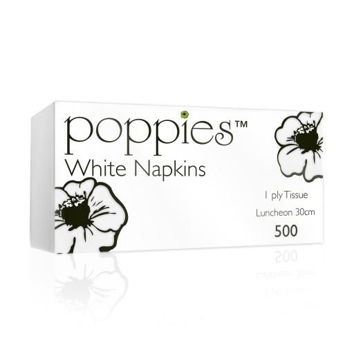 White Paper Napkins 1 Ply 30cm Economy 4 Fold Tissue Serviettes