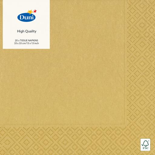 Gold Paper Napkins 3 Ply 33cm 4 Fold Tissue Serviettes