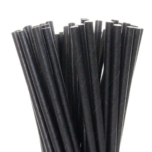Black Tall Bottle Paper Drinking Straws - Compostable - 267mm x 6mm