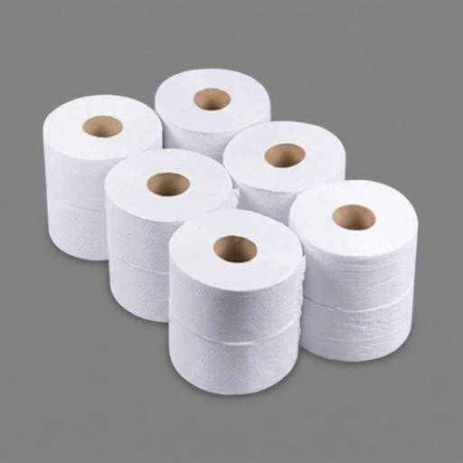 White Luxury 2ply Mini Jumbo Toilet Rolls 150m